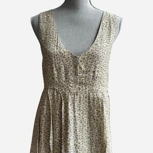 Vintage 90s Daisy Floral Dress Cottagecore Sleeveless Summer Dress Soft Girl Med